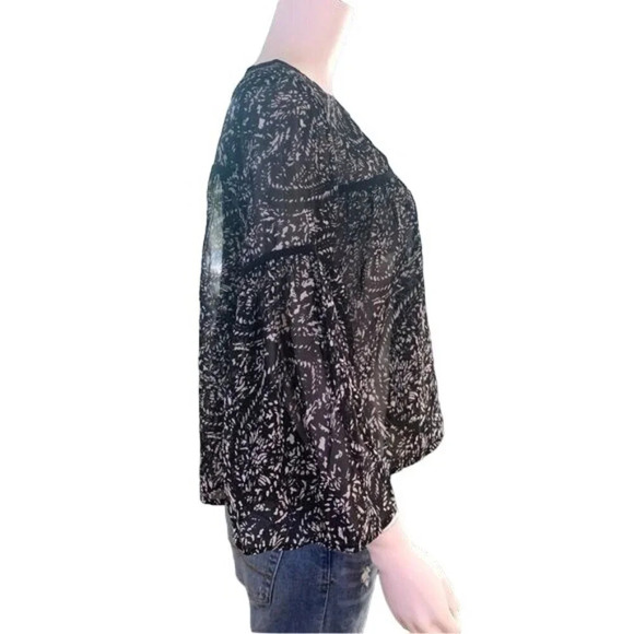 Lucky Brand Sheer Black and White Blouse Size XS - Picture 3 of 8